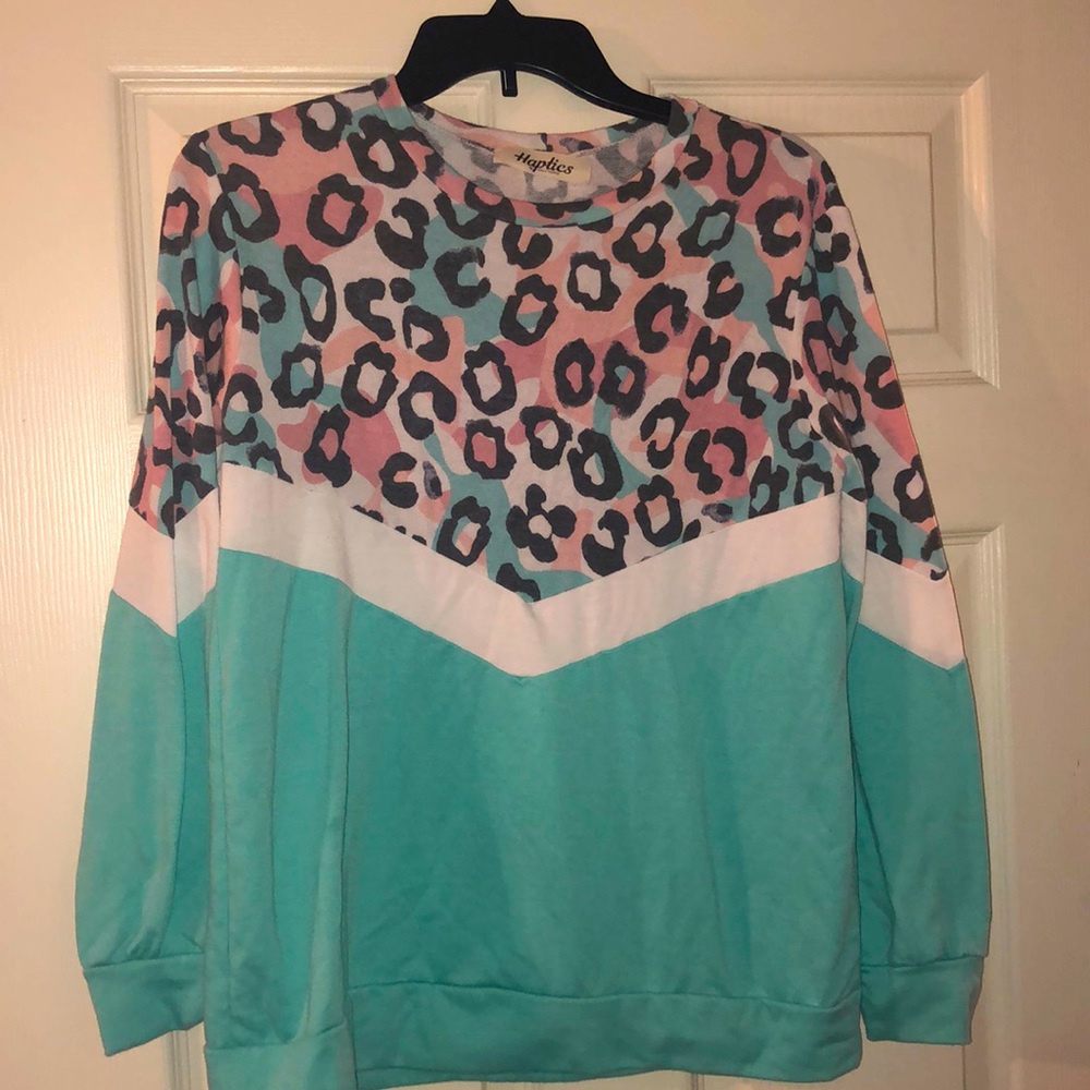 Teal leopard long sleeve